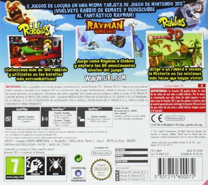 Rayman and Rabbids Family Pack box back