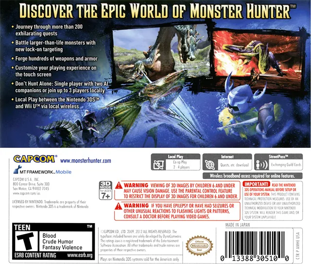 Monster Hunter 3: Ultimate box back
