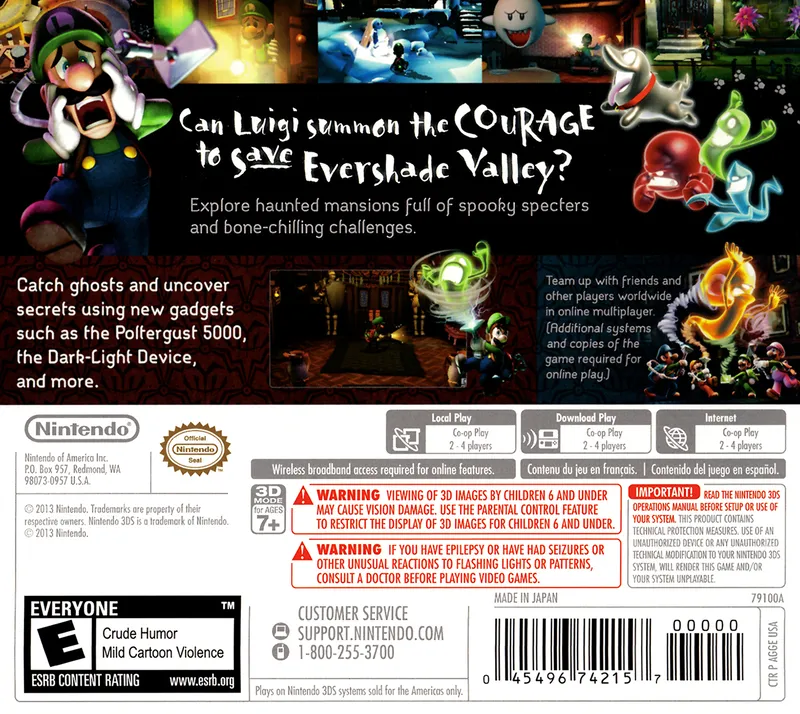 Luigi's Mansion: Dark Moon box back