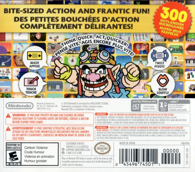 WarioWare Gold box back