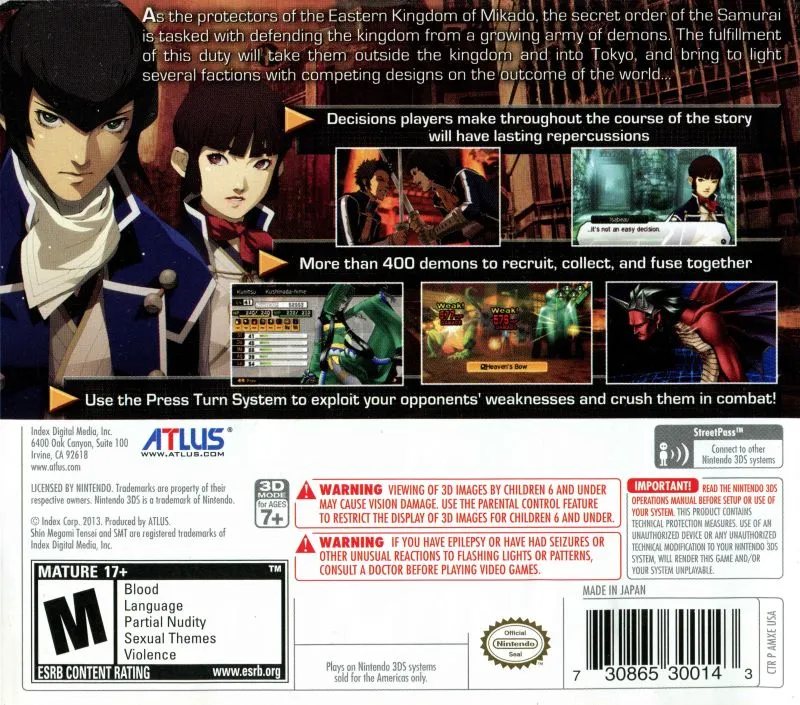 Shin Megami Tensei IV box back
