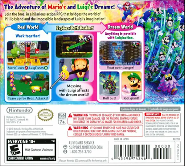 Mario & Luigi: Dream Team box back