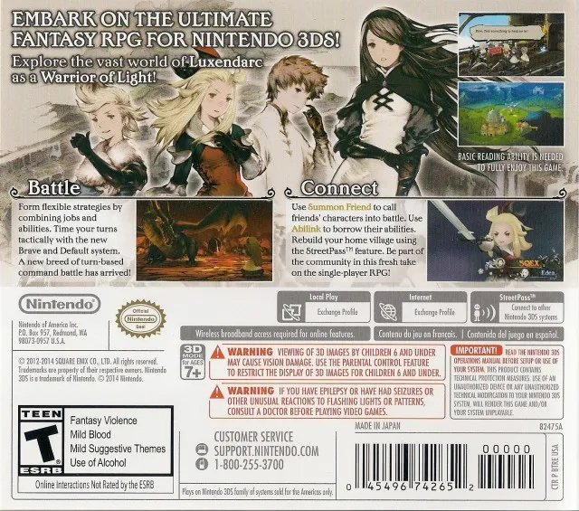 Bravely Default box back