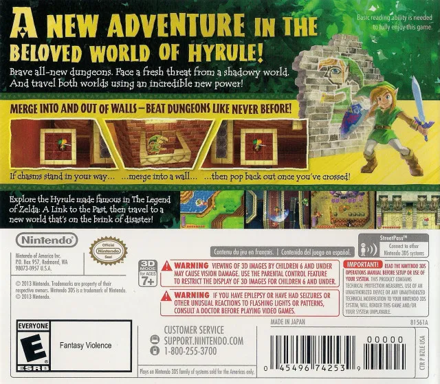 The Legend of Zelda: A Link Between Worlds box back