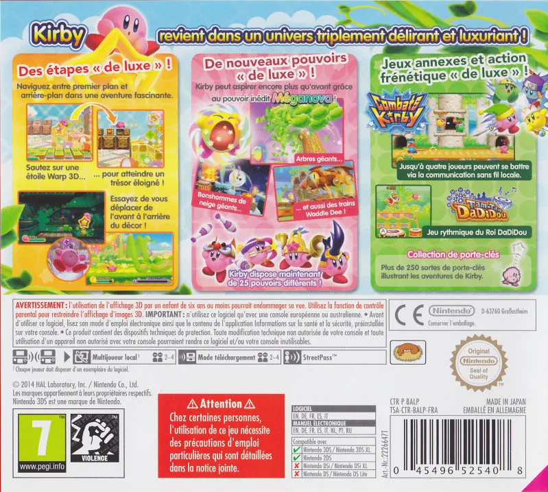 Kirby: Triple Deluxe box back