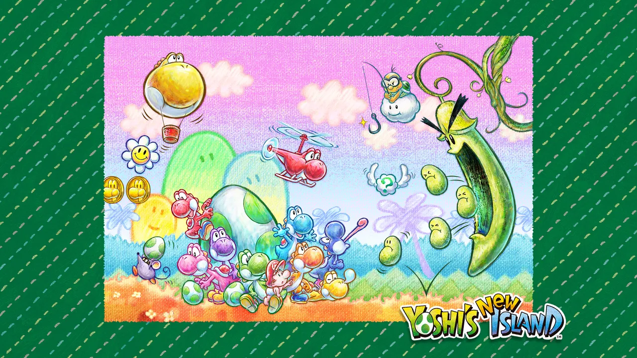 Backdrop artwork for Yoshi's New Island