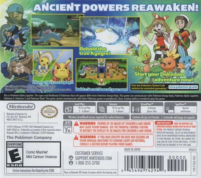 Pokemon Alpha Sapphire box back