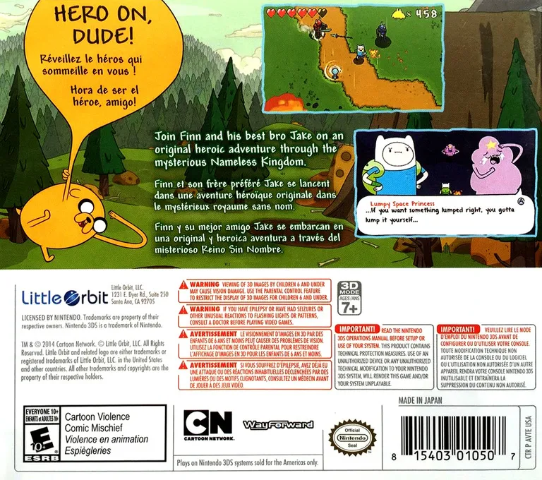 Adventure Time: The Secret of the Nameless Kingdom box back