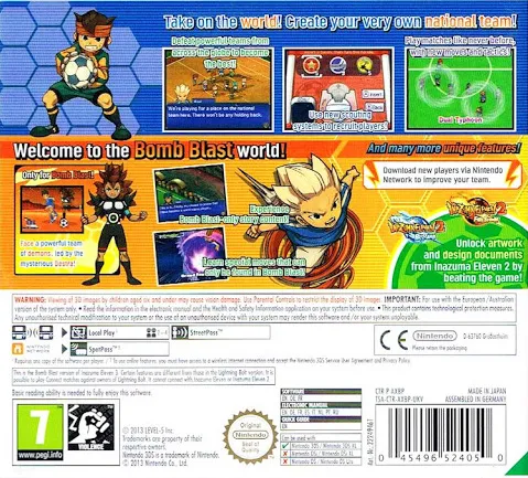 Inazuma Eleven 3: Bomb Blast box back