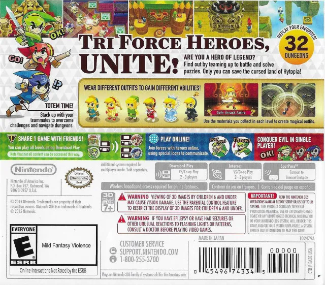 The Legend of Zelda: Tri Force Heroes box back