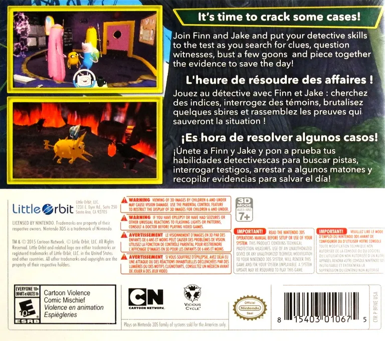 Adventure Time: Finn & Jake Investigations box back