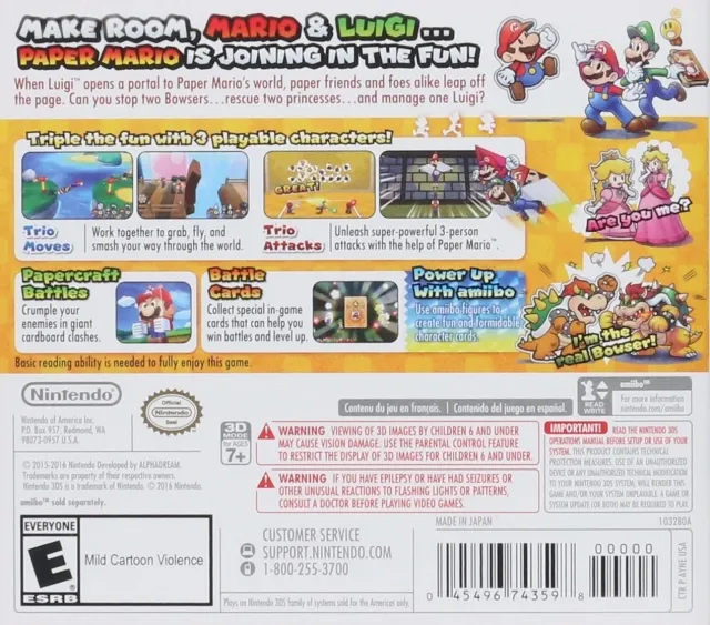 Mario & Luigi: Paper Jam box back