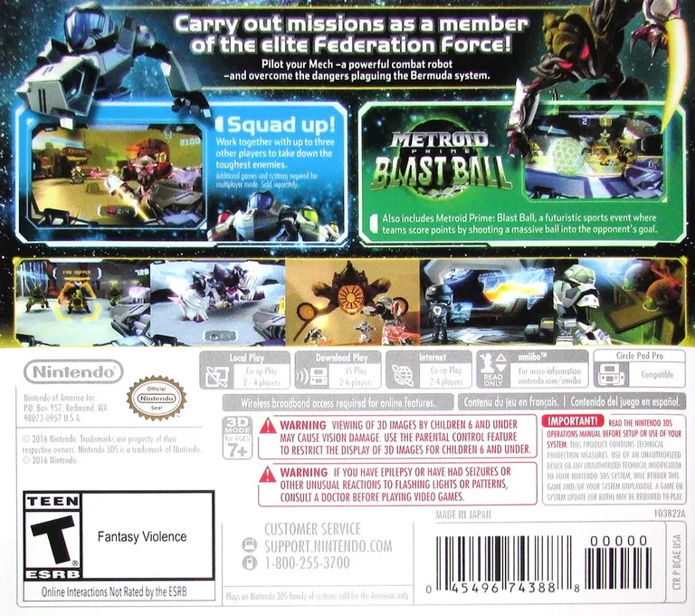 Metroid Prime: Federation Force box back