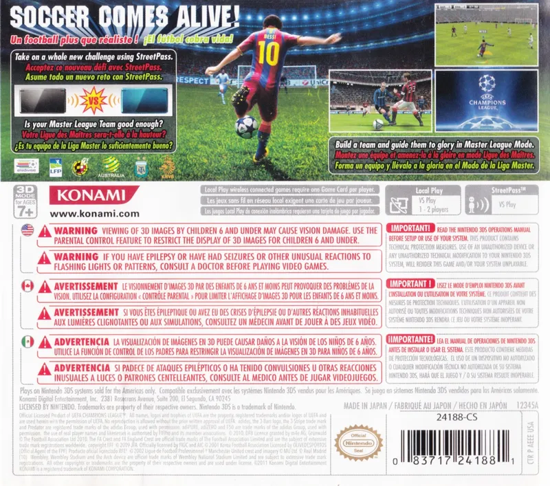 Pro Evolution Soccer 2011 3D box back
