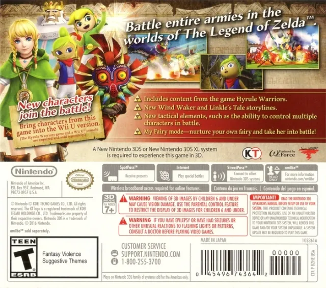 Hyrule Warriors Legends box back
