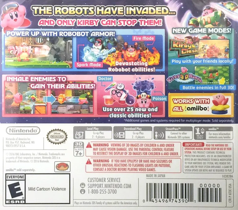 Kirby: Planet Robobot box back