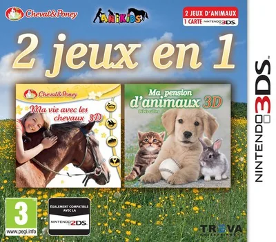 2in1 - Life with Horses 3D + My Baby Pet Hotel 3D cover art for Nintendo 3DS