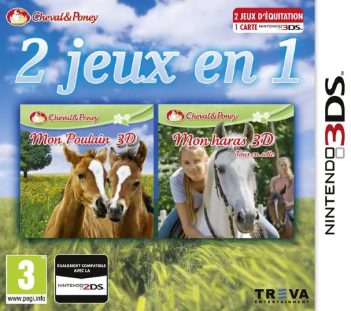 2in1 Horses 3D - My Foal 3D + My Riding Stables 3D - Rivals in the Saddle cover art for Nintendo 3DS