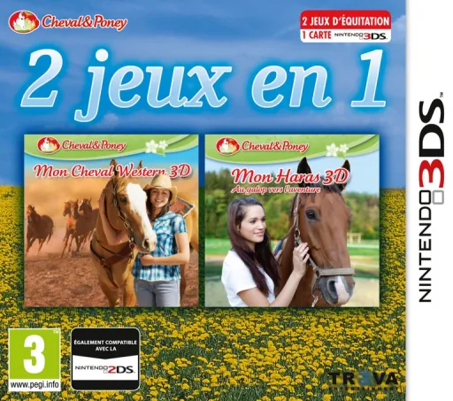 2in1 Horses 3D Vol.3 - My Riding Stables 3D - Jumping for the Team and My Western Horse 3D cover art for Nintendo 3DS