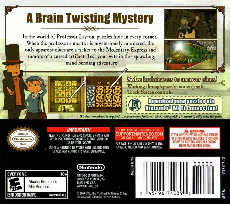 Professor Layton and the Diabolical Box box back
