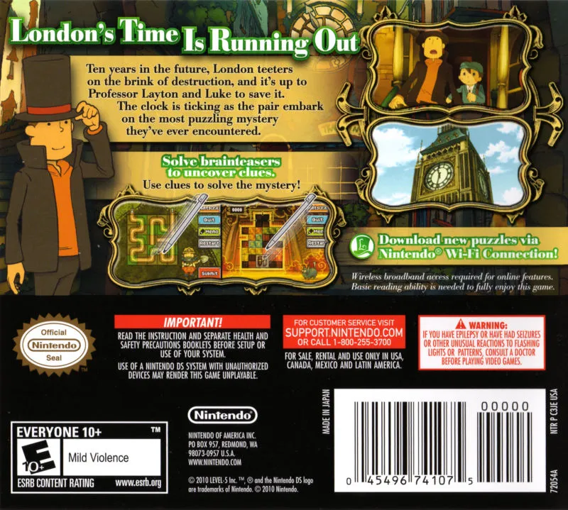 Professor Layton and the Unwound Future box back