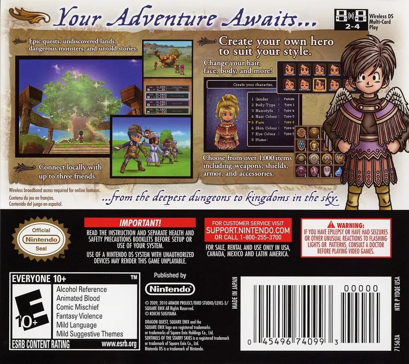 Dragon Quest IX: Sentinels of the Starry Skies box back