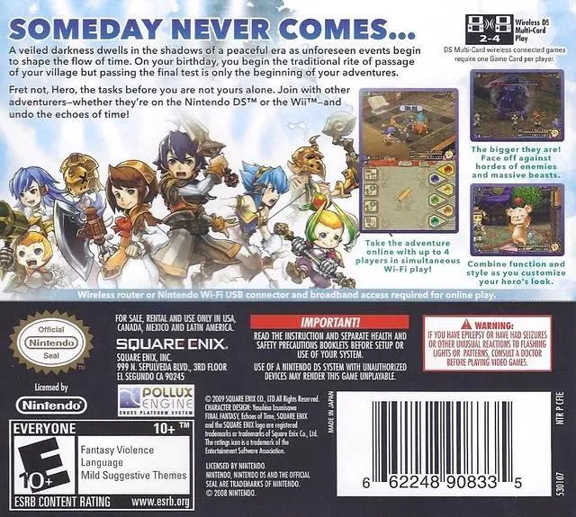 Final Fantasy Crystal Chronicles: Echoes of Time box back