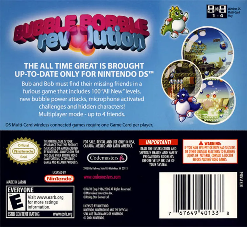 Bubble Bobble Revolution box back
