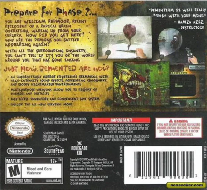 Dementium II box back