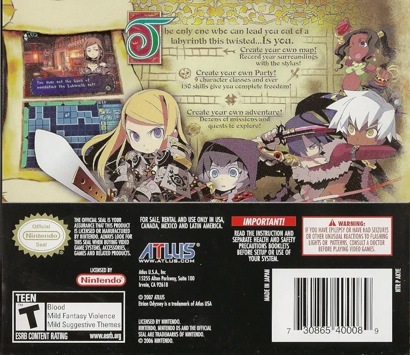Etrian Odyssey box back
