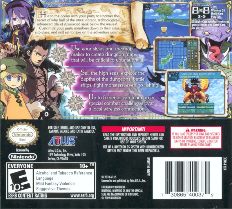 Etrian Odyssey III: The Drowned City box back