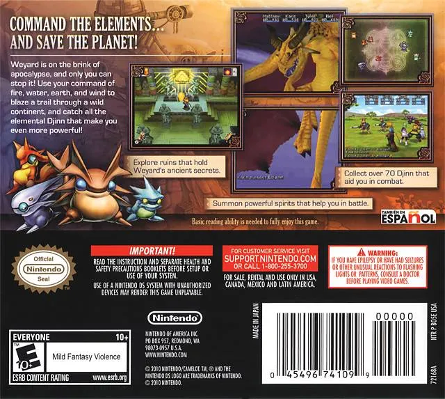 Golden Sun: Dark Dawn box back