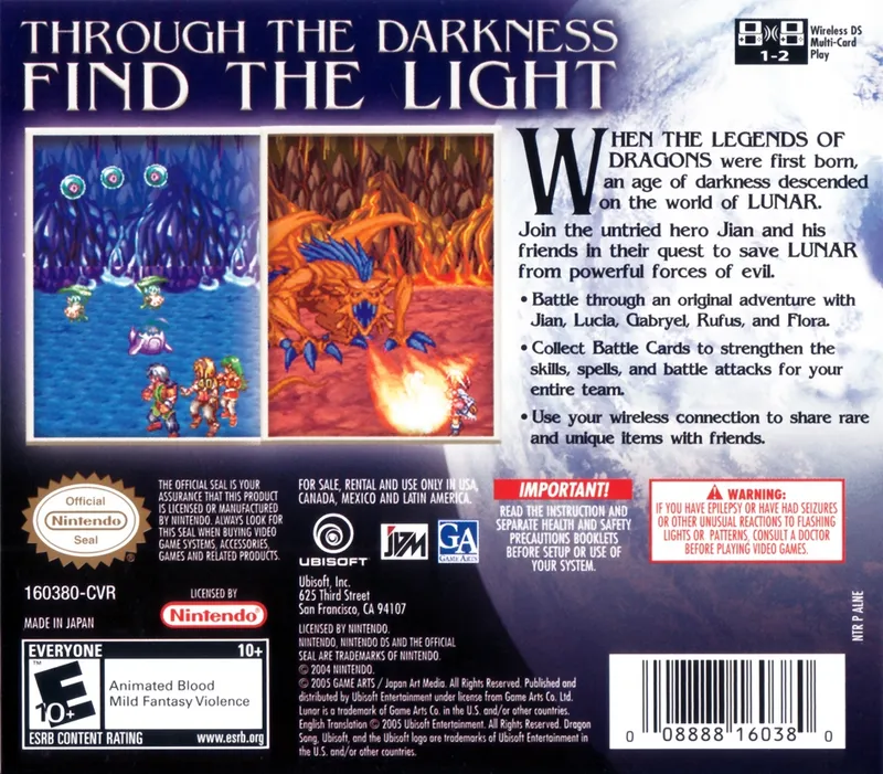 Lunar: Dragon Song box back