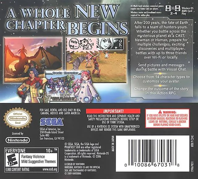 Phantasy Star 0 box back