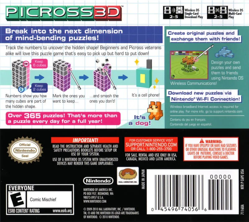 Picross 3D box back