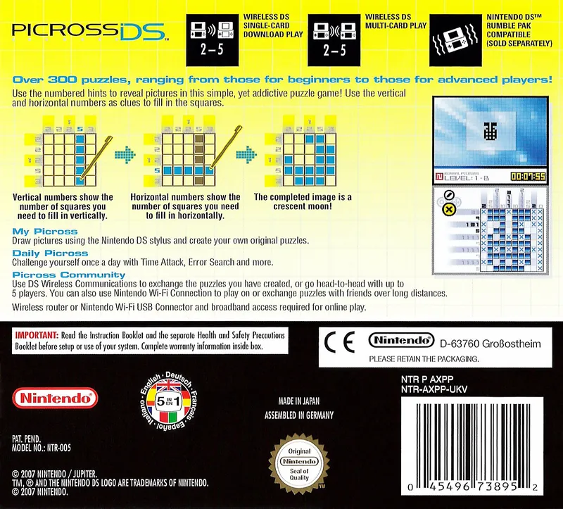 Picross DS box back