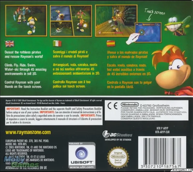 Rayman DS box back