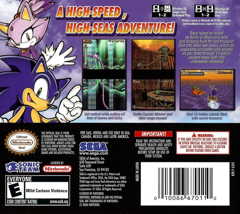 Sonic Rush Adventure box back
