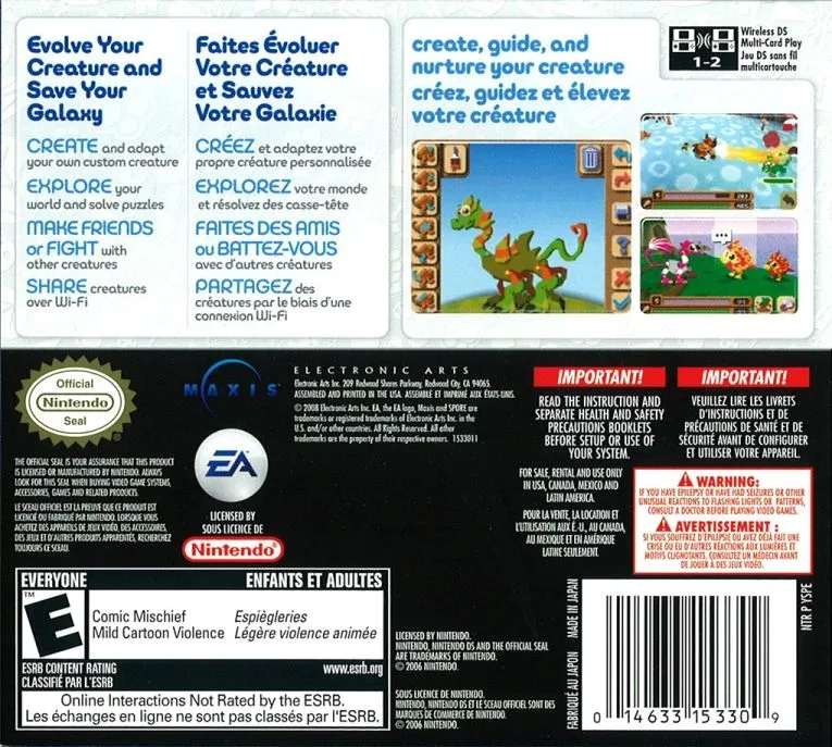 Spore Creatures box back