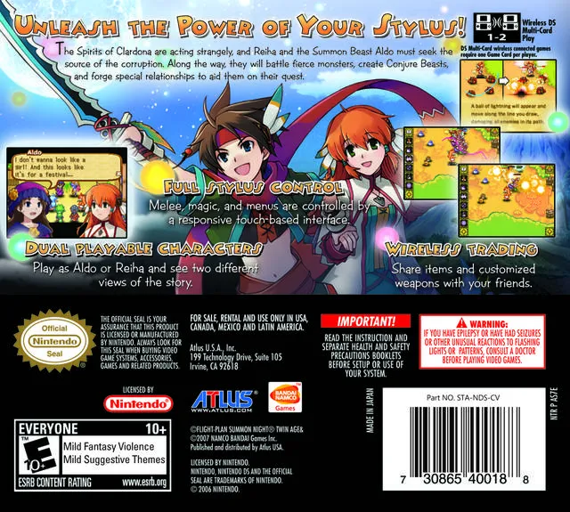 Summon Night: Twin Age box back