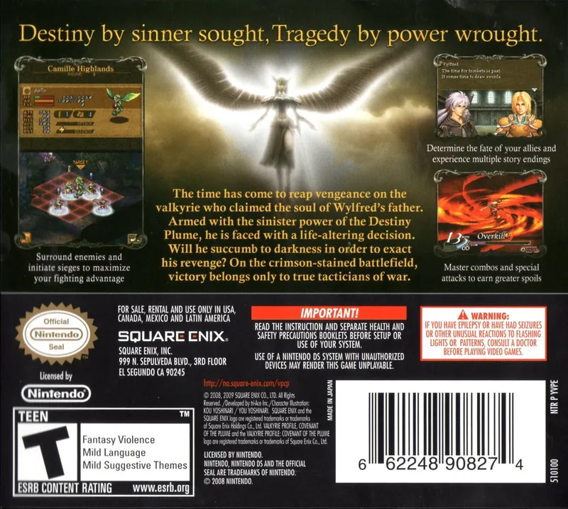 Valkyrie Profile: Covenant of the Plume box back