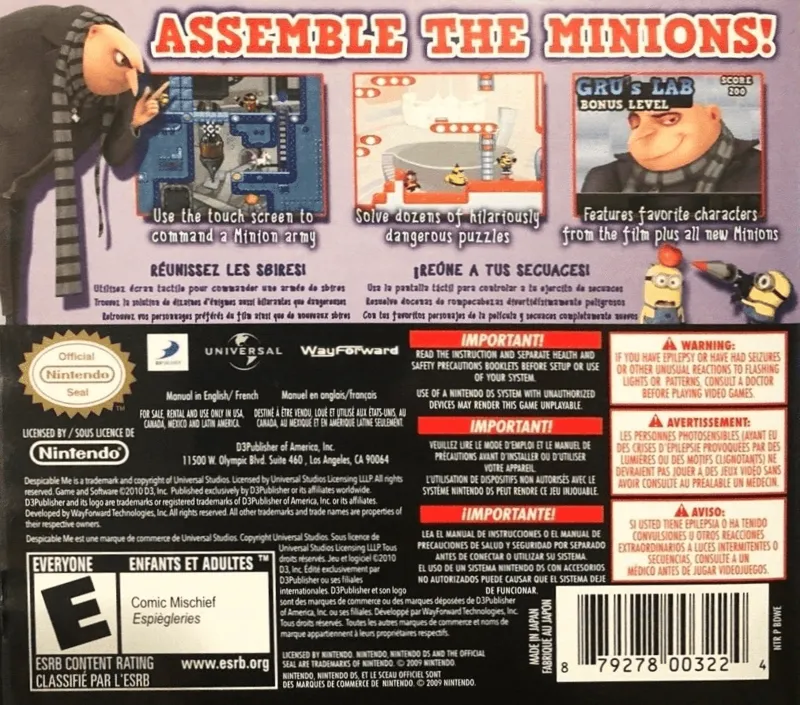 Despicable Me: The Game: Minion Mayhem box back