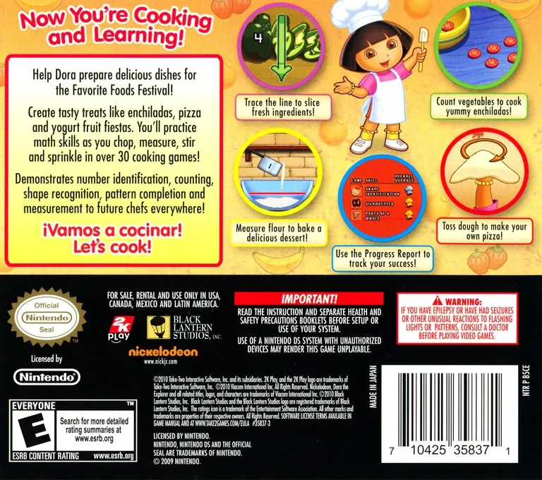 Dora the Explorer: Dora's Cooking Club box back