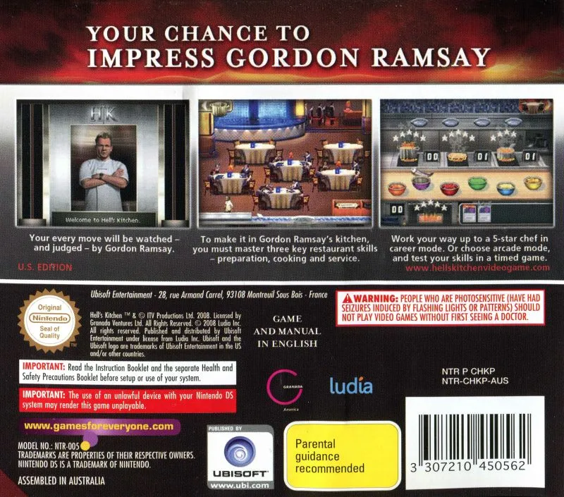 Hell's Kitchen: The Game box back