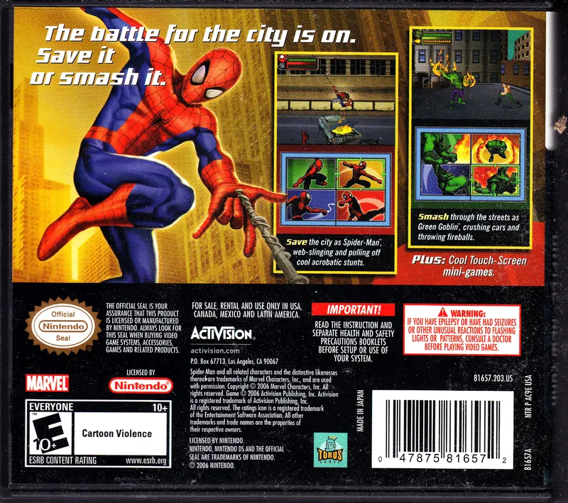 Spider-Man: Battle for New York box back