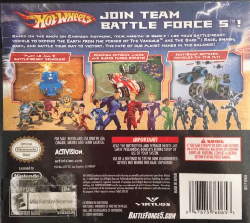 Hot Wheels: Battle Force 5 box back