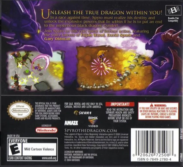 The Legend of Spyro: A New Beginning box back