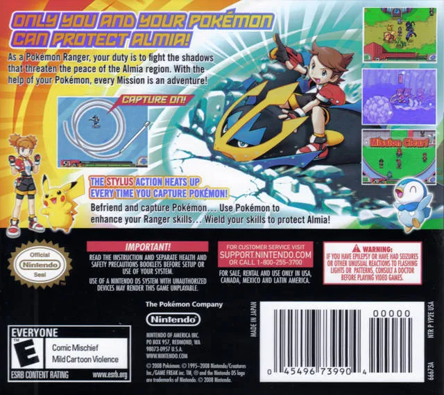 Pokémon Ranger Shadows of Almia box back