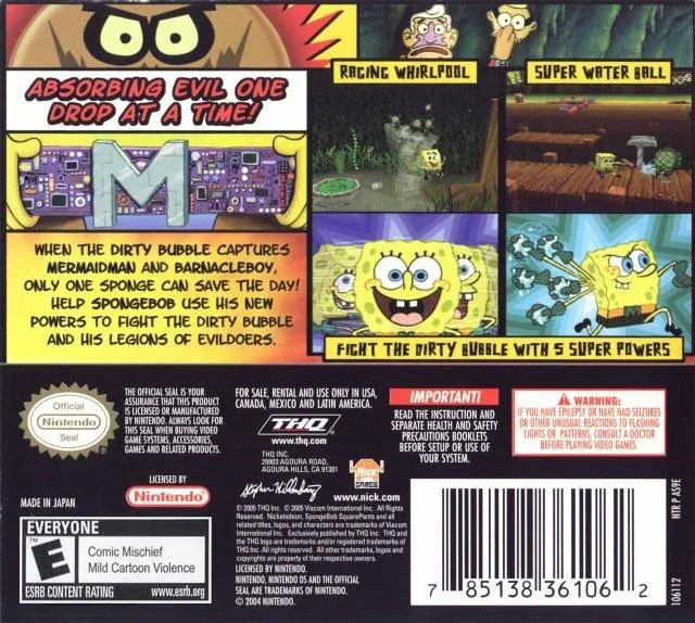 SpongeBob SquarePants: The Yellow Avenger box back