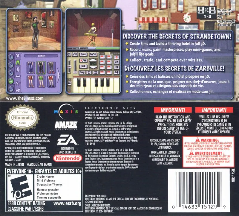 The Sims 2 box back